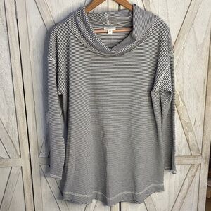 J. Jill Navy and Cream Cowl Neck Sweater